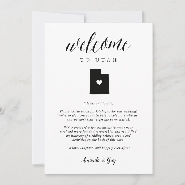 Utah Wedding Welcome Letter & Itinerary (Vorderseite)