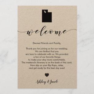 Utah Wedding Welcome Letter & Itinerary Card Programm