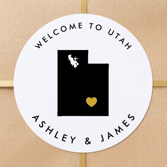 Utah Wedding Welcome Sticker Tag, Gold & Black (Von Creator hochgeladen)