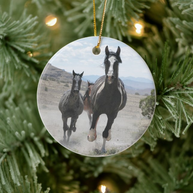 Utah Wild Horses Running Keramikornament (Baum)