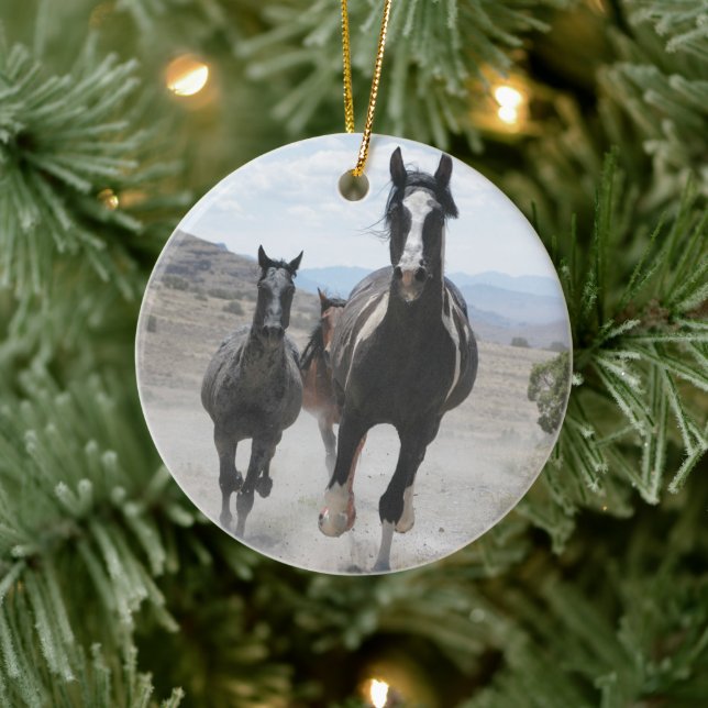 Utah Wild Horses Running Keramikornament (Baum)