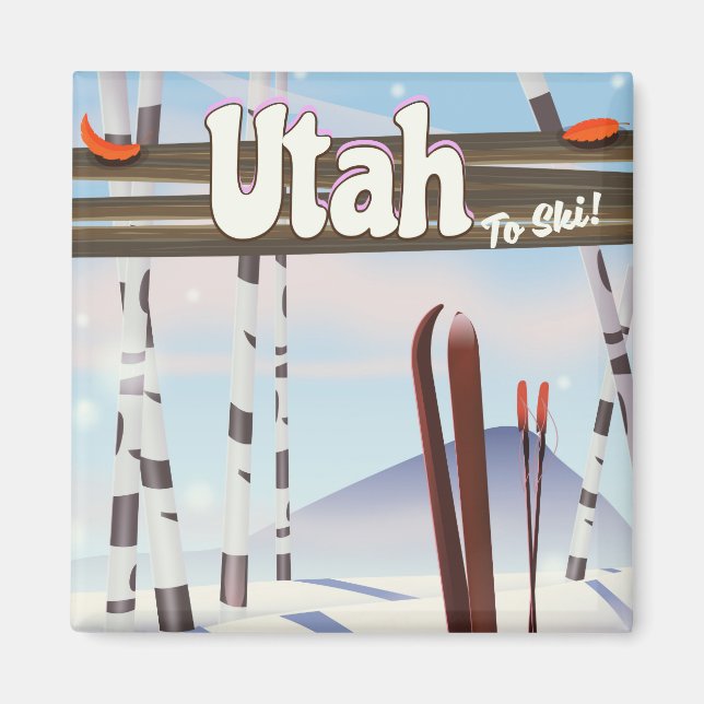 Utah zum Skifahren! Magnet (Vorne)