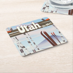 Utah zum Skifahren! Rechteckiger Pappuntersetzer