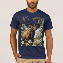 Utahn Elk umgeben von Sego Lily Blume T-Shirt