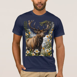 Utahn Elk umgeben von Sego Lily Blume T-Shirt