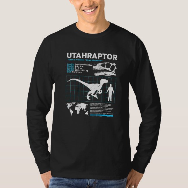 Utahraptor fact sheet Dinosaur Facts T-Shirt (Vorderseite)