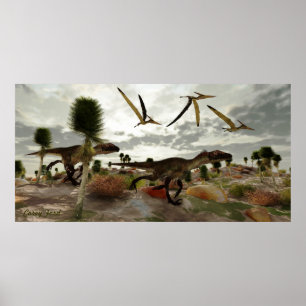 Utahraptor Hunt Print Poster