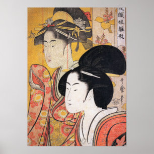 Utamaro Zwei Beauties mit Bamboo Poster