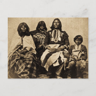 Ute Family Vintag Stereoview Sepia Postkarte