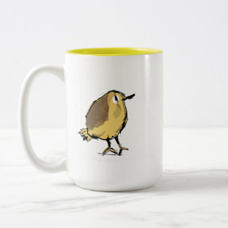 Ute Gelber Vogel illustrierte Keramik-Kaffeetasse Zweifarbige Tasse