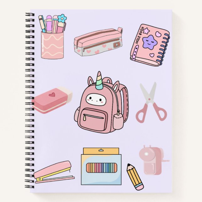 ute Pink Unicorn School Supplies Collection Notizbuch (Vorderseite)