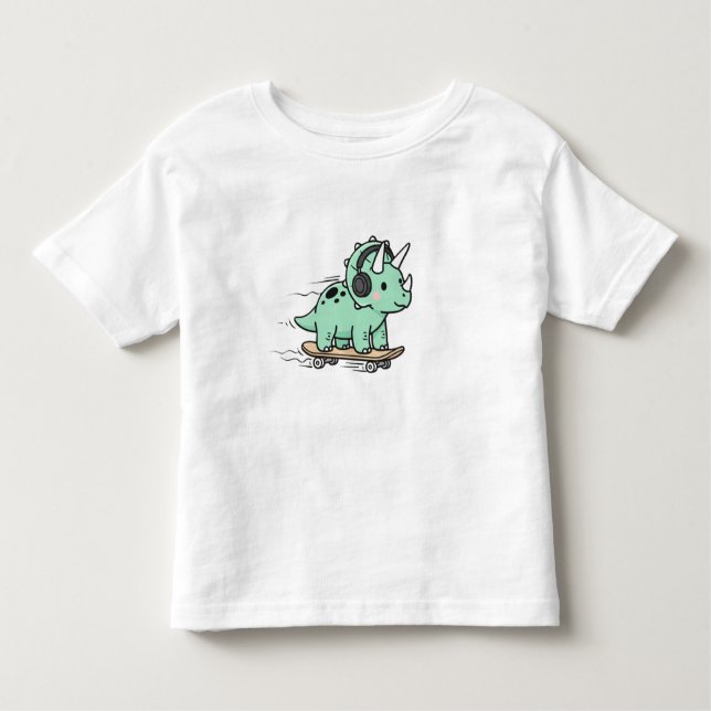 ute Triceratops Roller Skating for Kids Kleinkind T-shirt (Vorderseite)