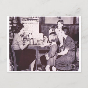 Utensil-Demonstration für Vintages Kochen 1941 Postkarte