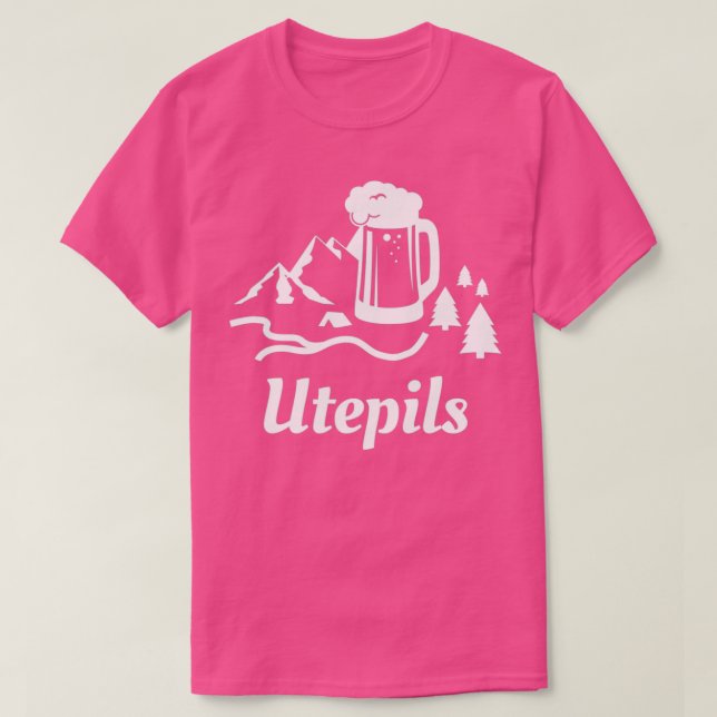Utepils trinken Bier in norwegischem Wort T-Shirt (Design vorne)