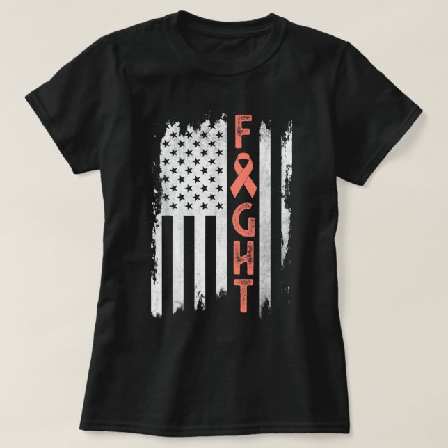 Uterine Cancer Awareness Peach Ribbon Endometrial  T-Shirt (Design vorne)