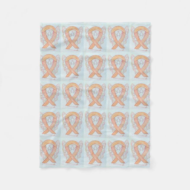 Uterine Cancer Awareness Ribbon Fleece Blankets (Vorderseite)