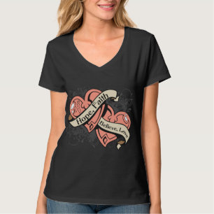 Uteriner Krebs-Hoffnungs-Glauben-Doppelherzen T-Shirt