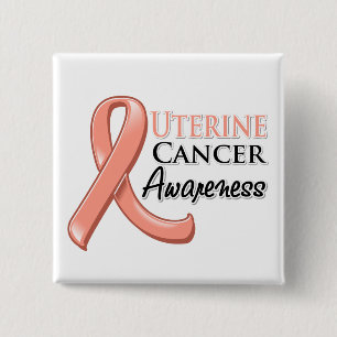 Uterus Cancer Awareness Ribbon Button
