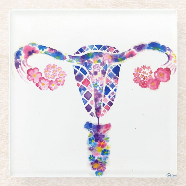 Uterus Glasuntersetzer (Vorderseite)