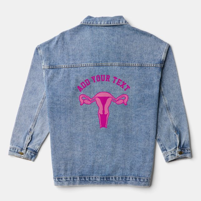 Uterus Graphic + Benutzerdefinierter Text Jeansjacke (Rückseite)