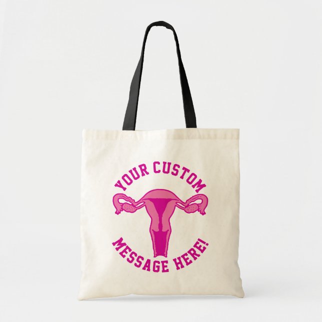 Uterus Graphic + Benutzerdefinierter Text Tragetasche (Vorne)