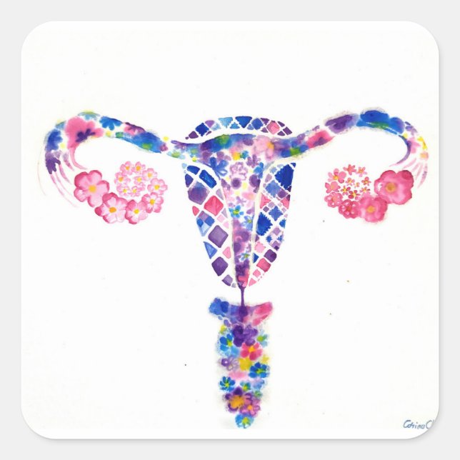 Uterus Quadratischer Aufkleber (Vorderseite)