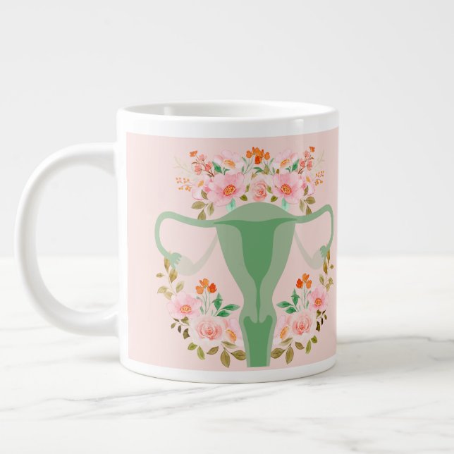 Uterusblume Tasse- (Sage) Jumbo-Tasse (Links)