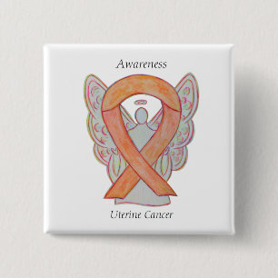 Uteruskrebs Engel Awareness Ribbon Buttone Button