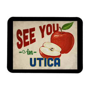 Utica New York Apple - Vintage Travel Magnet