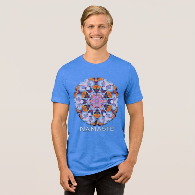 Utopian Namaste Kaleidoscope T-Shirt Tri-Blend Shirt (Vorderseite voll)