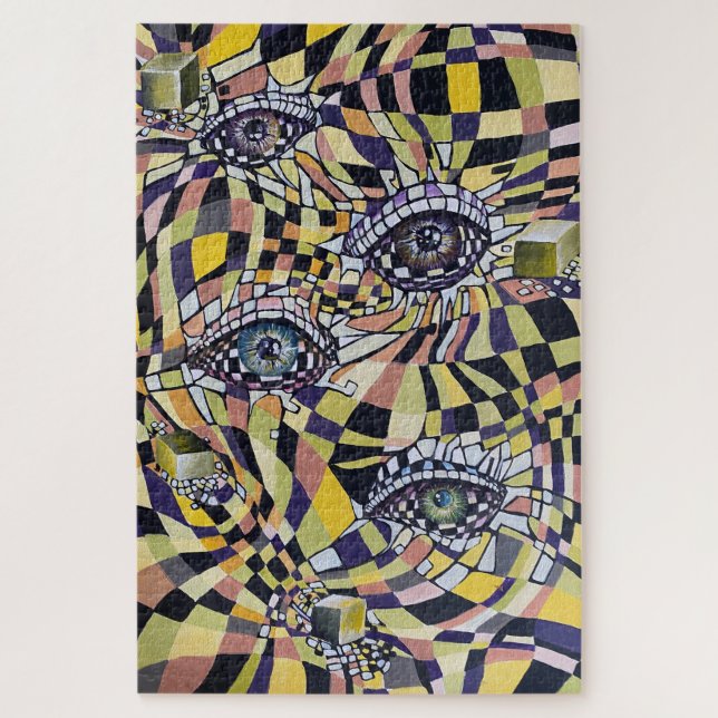 Utopische Wasserfarbe Pop Surrealismus Kunstwerk Puzzle (Vertikal)