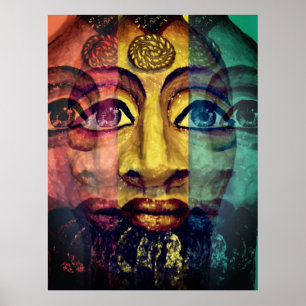 Utopisches Psychedelisches ägyptisches Portrait Poster