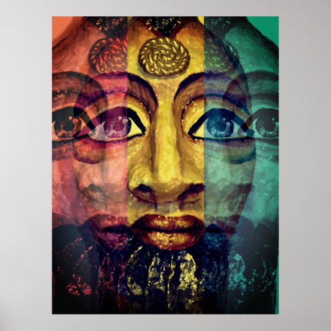 Utopisches Psychedelisches ägyptisches Portrait Poster (Vorne)