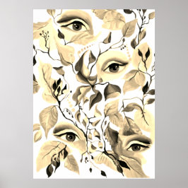 Utopisches Sepia Surreal Eyes Design Poster