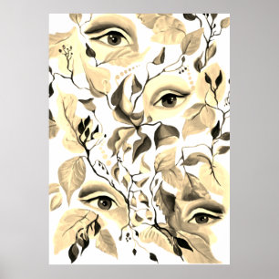 Utopisches Sepia Surreal Eyes Design Poster