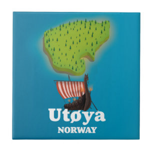 Utøya Norwegen Reiseplakat Fliese