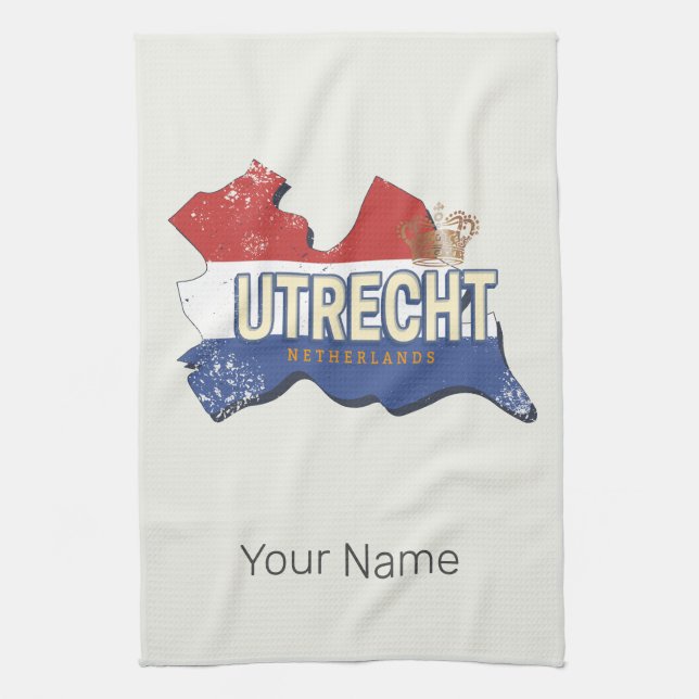 Utrecht Niederlande Karte Niederländisch Vintag So Geschirrtuch (Vertikal)