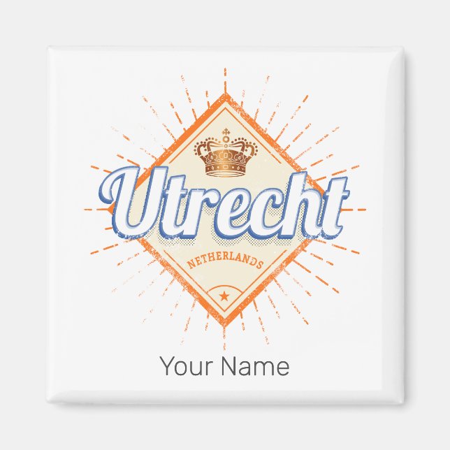 Utrecht Niederlande Stadt Niederländisch Vintag So Magnet (Vorne)