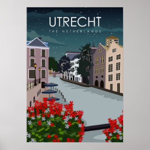 Utrecht Niederlande Vintage Minimal Reiseplakat Poster