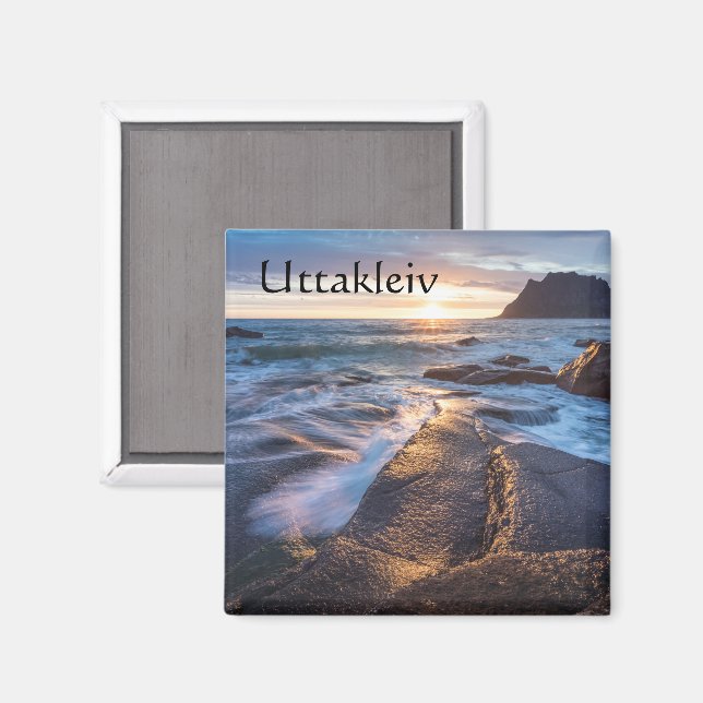 Uttakleiv Lofoten Norwegen Magnet (Vorderseite/Rückseite)