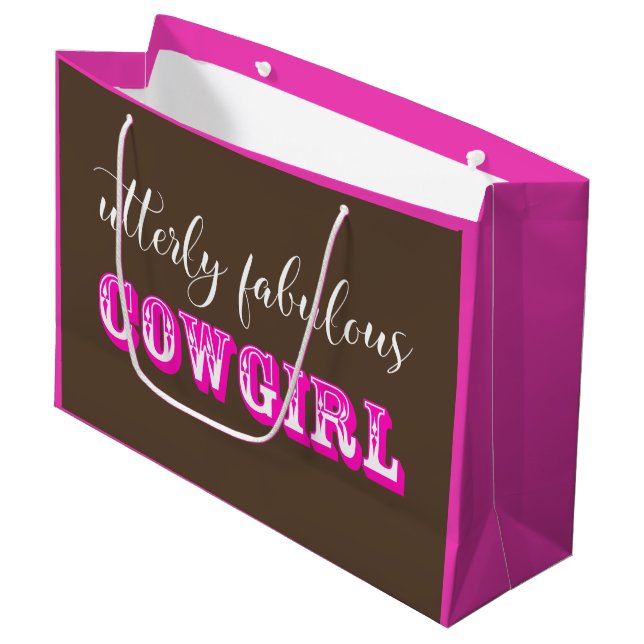 "Utterly Fabulous Cowgirl" Große Geschenktüte (Vorderseite Schrägansicht)