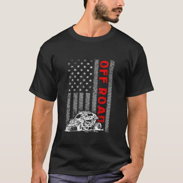 UTV Four Wheeloff Road Dirt Track American Flag T-Shirt (Vorderseite)