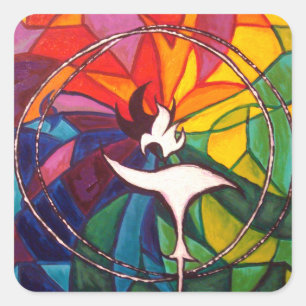 UU Chalice-kleiner AufkleberUnitarian Quadratischer Aufkleber