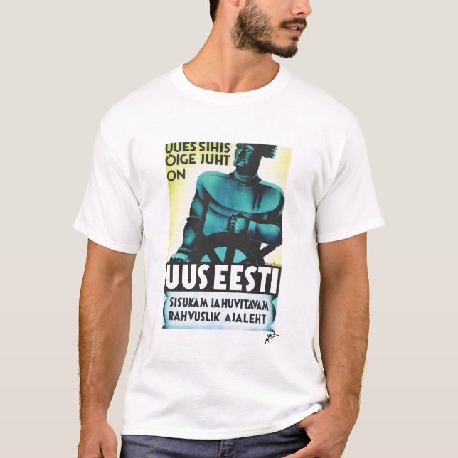 Uus Eesti "neues Estland" - Zeitungs-Plakat T-Shirt (Vorderseite)