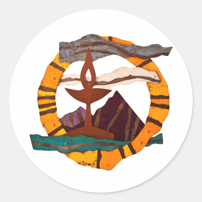 UUSS chalice, Unitarian Universalist, UU, chalice, Runder Aufkleber (Vorderseite)