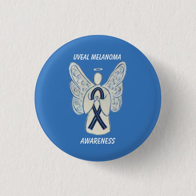 Uveal Melanoma Awareness Ribbon Angel Custom Butto Button (Vorderseite)