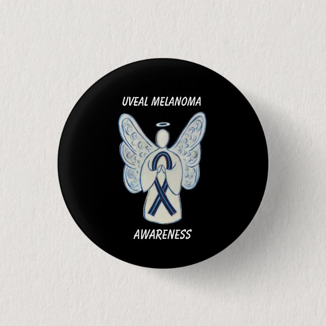 Uveal Melanoma Awareness Ribbon Angel Custom Butto Button (Vorderseite)