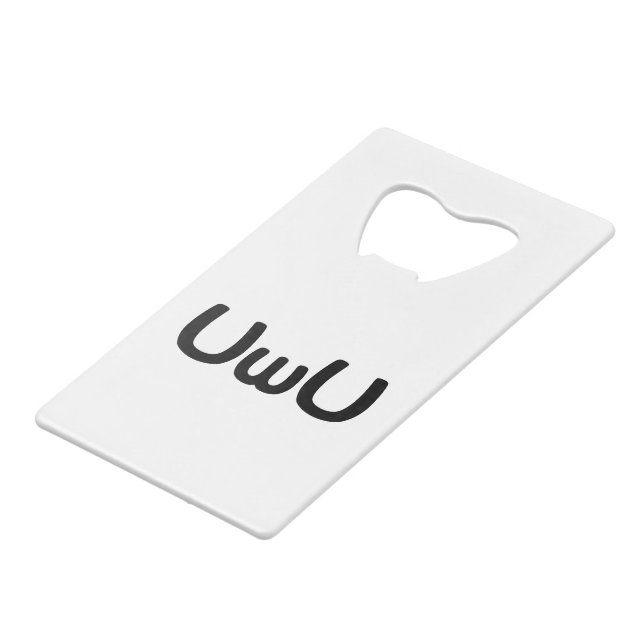 UwU Happy Anime Face Emoticon Geldbeutel Flaschenöffner (Vorderseite Schrägansicht)