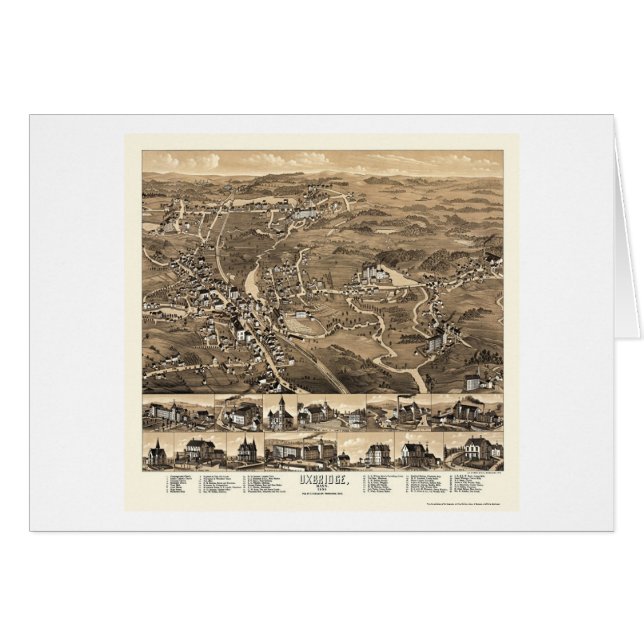 Uxbridge, panoramische Karte MAs - 1880 (Vorderseite (Horizontal))