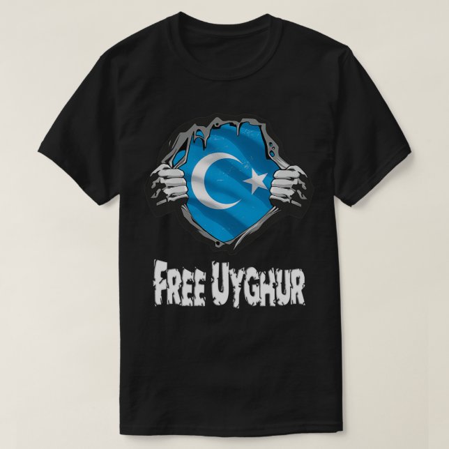 Uyghur Flag Superhelden Kostümfreies Uigurisch T-Shirt (Design vorne)